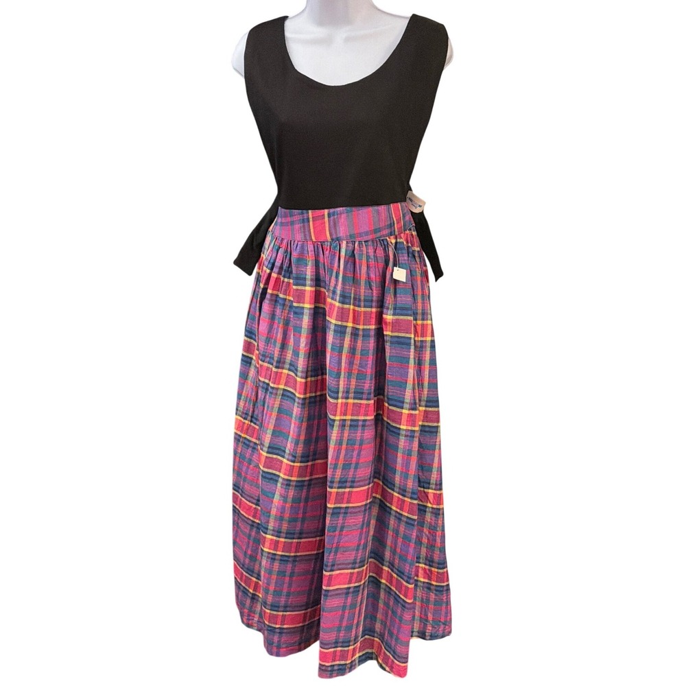 Vintage Maximum Euro Deadstock Pinafore Dress Plaid Whimsigoth Academia Grunge